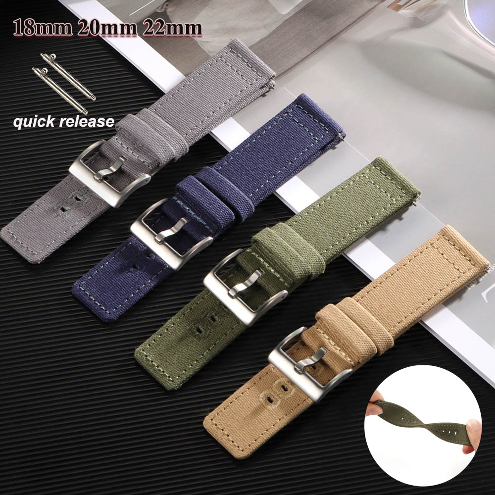 Canvas Strap Watch - Nylon Woven Canvas Watch Band for