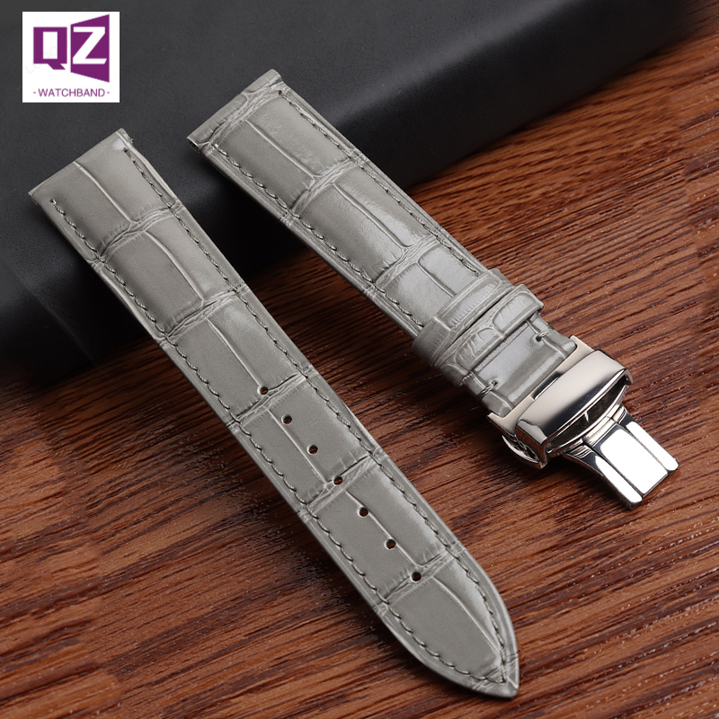 Canvas Strap Watch - Grey Genuine Leather watchband 16mm 18mm