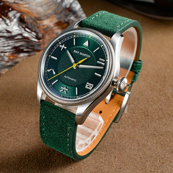 San Martin Men Automatic Watch - Leather Strap Quick Release のレビューと価格