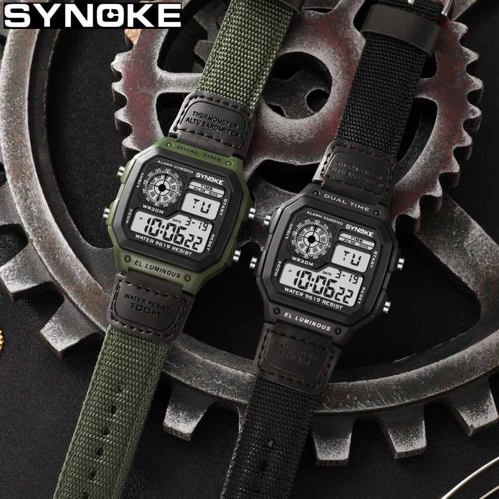 Synoke Outdoor Military Digita - Canvas Strap Watch のレビューと価格