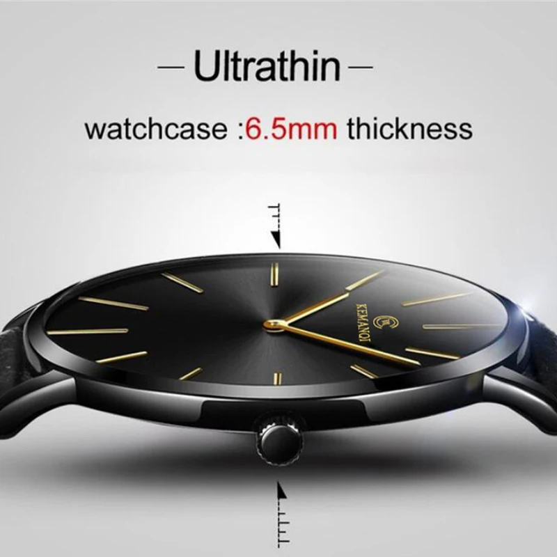 Fashion Ultra Thin Men's Quart - Leather Watch Band Men のレビューと価格