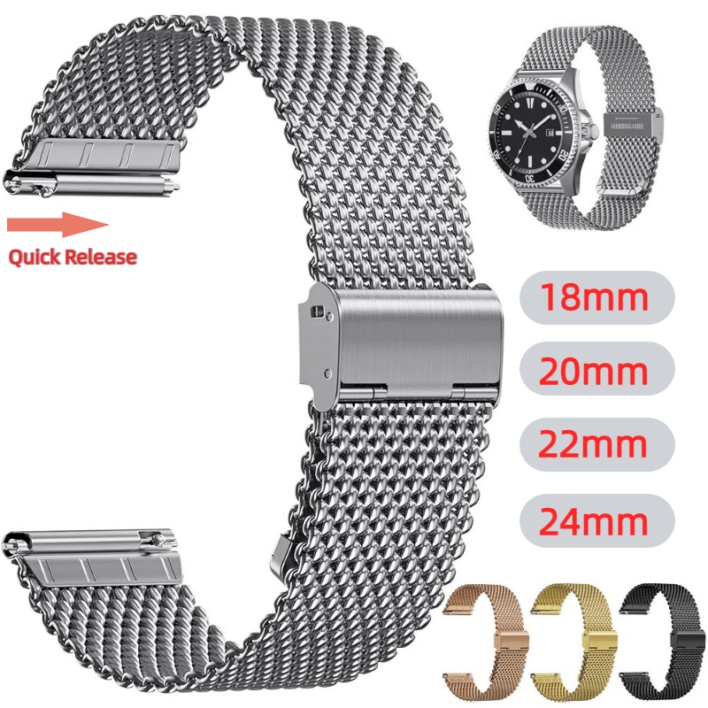 18mm 20mm 22mm 24mm Bands Univ - Mesh Strap Metal のレビューと価格
