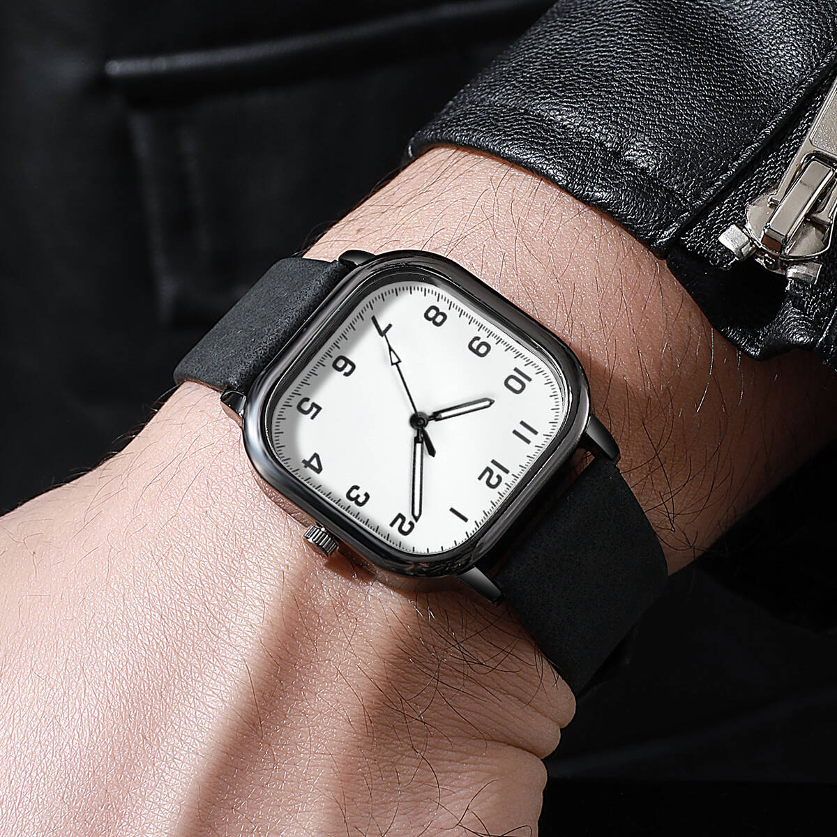 Fashion Square Men Watches Sim - Leather Watch Band Men のレビューと価格