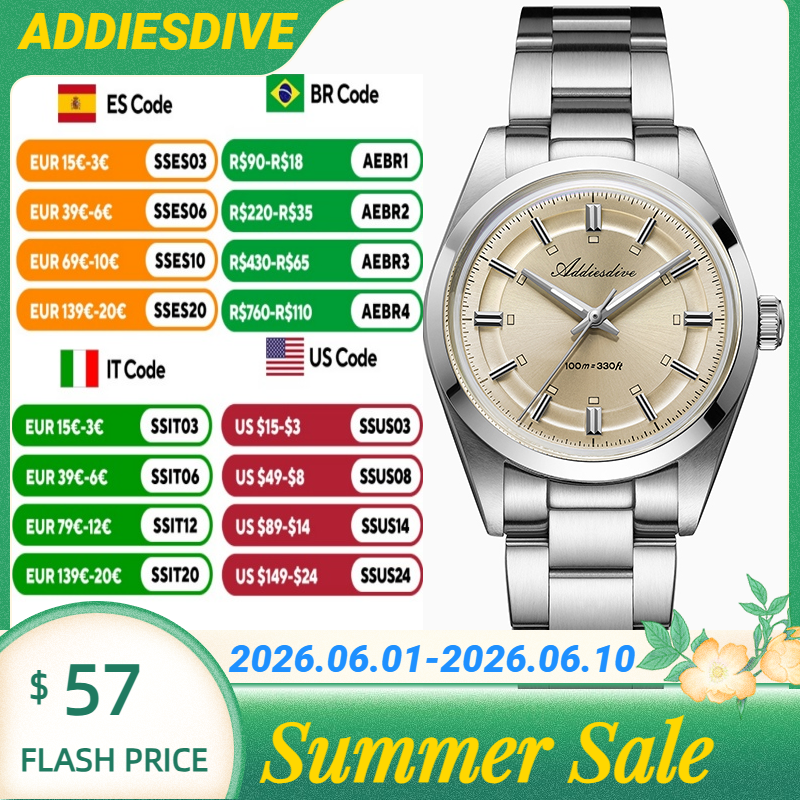 ADDIESDIVE Super Luminous Japa - Stainless Bracelet Diver のレビューと価格