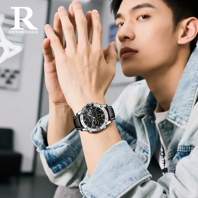 Fashion Men’s Big Face Quartz  - Leather Watch Band Men のレビューと価格