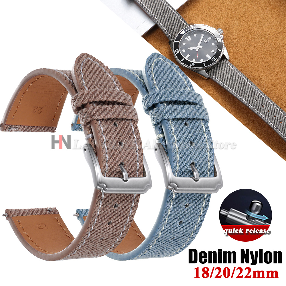 Denim Nylon Watch Strap Canvas - Leather Strap Quick Release のレビューと価格