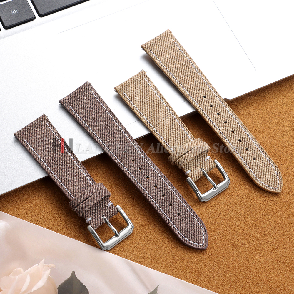 Denim Nylon Watch Strap Canvas - Leather Strap Quick Release のレビューと価格