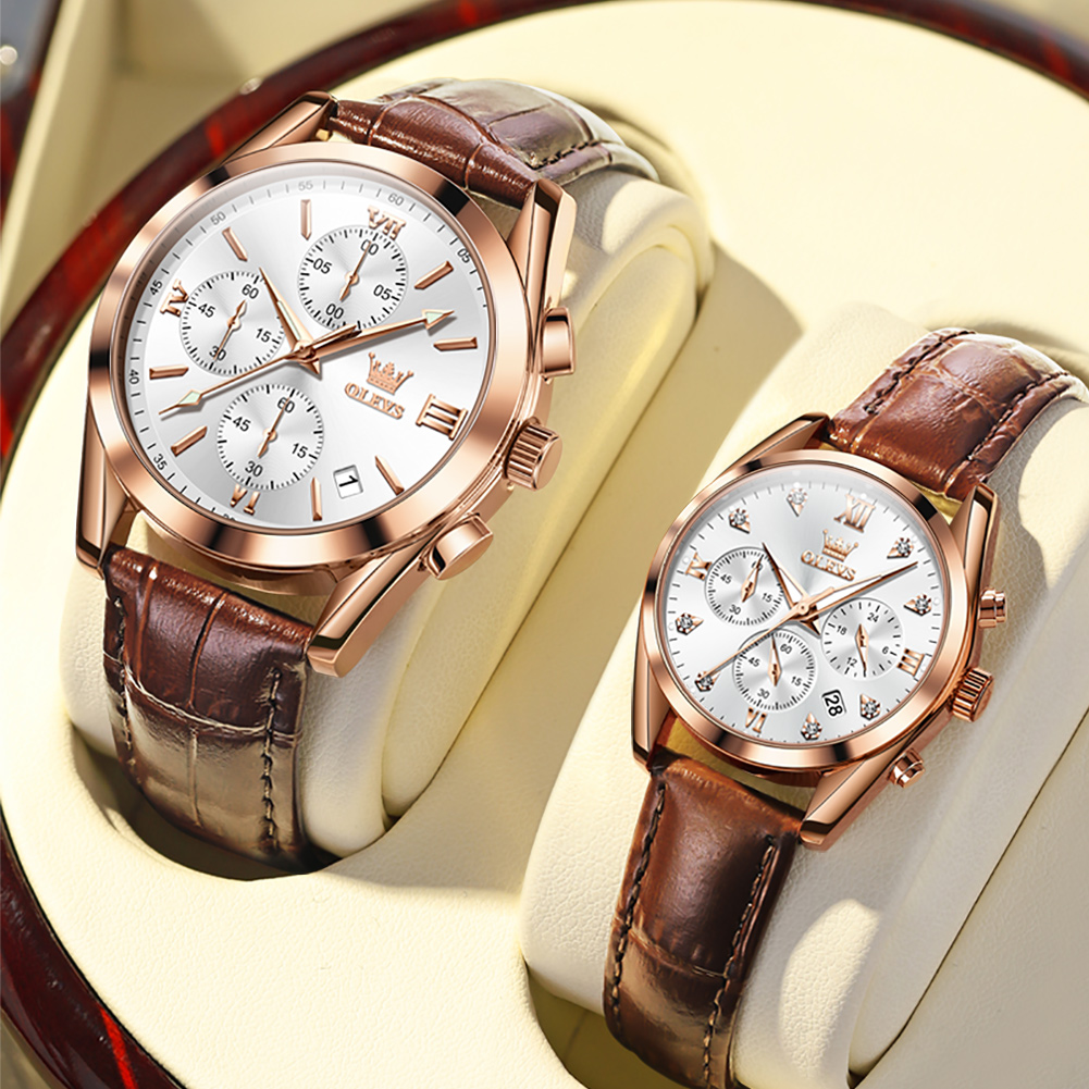 OLEVS Couple Watch for Men Wom - Leather Watch Band Men のレビューと価格