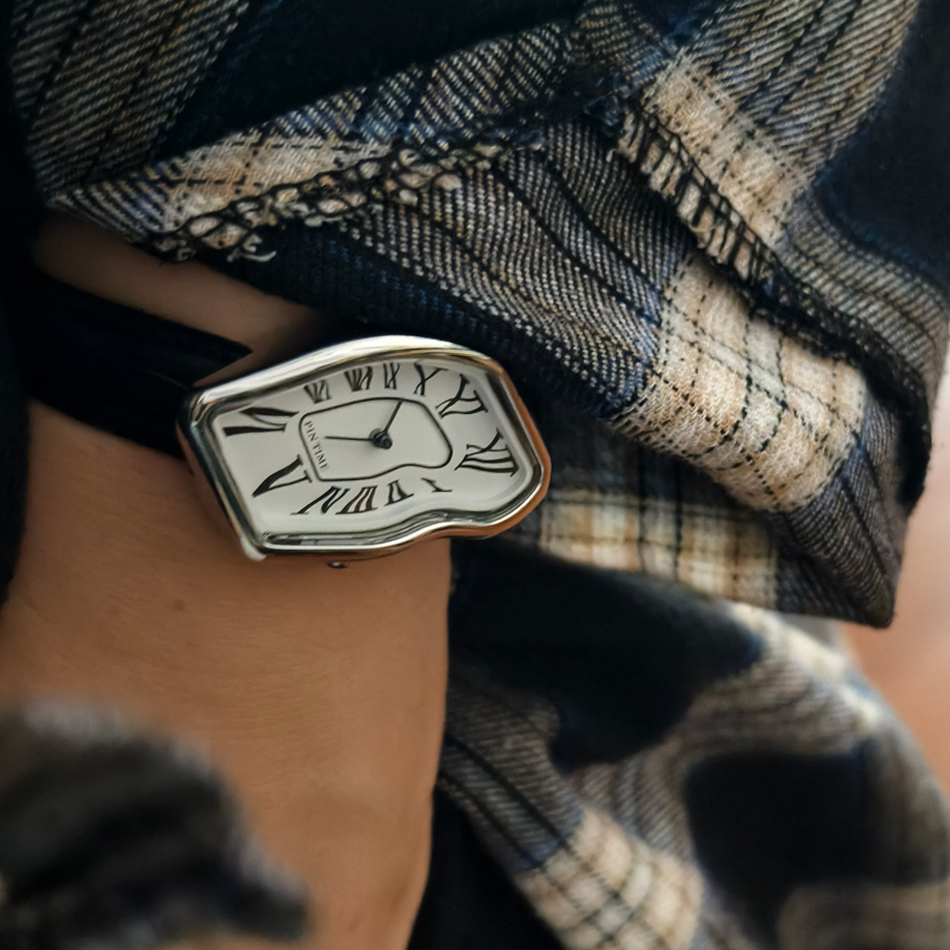 Surrealist Art Melting Clock W - Leather Watch Band Men のレビューと価格