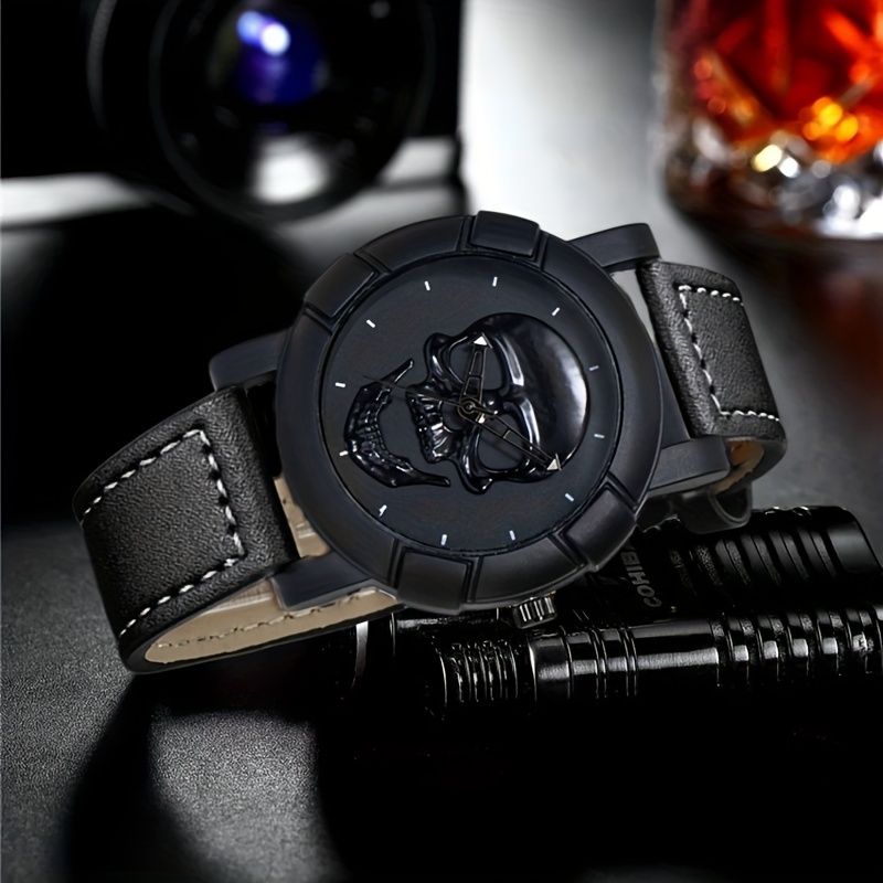 Skull Pattern Multi Display Po - Leather Watch Band Men のレビューと価格