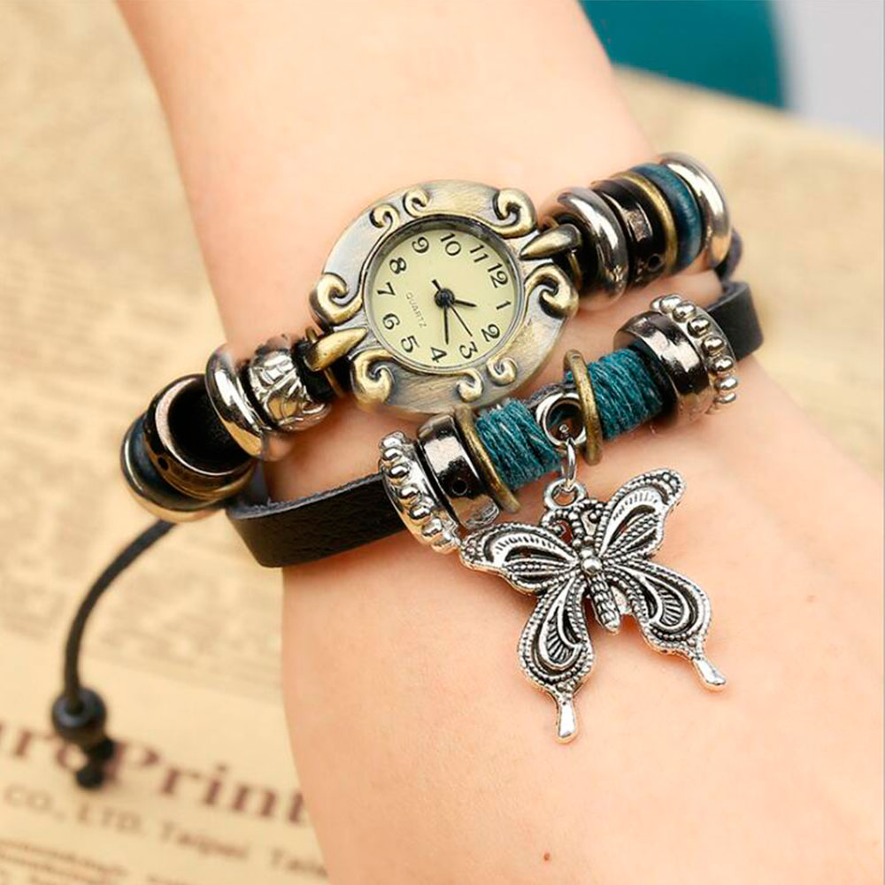 Handmade Butterfly Beads Brace - Leather Watch Band Men のレビューと価格
