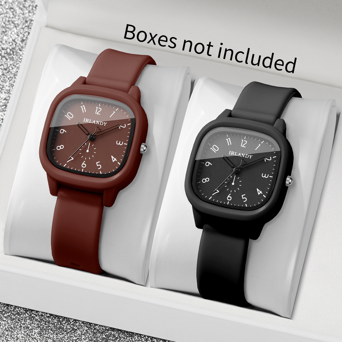 2PCS Fashion Square Arabic Dia - Silicone Band Women のレビューと価格