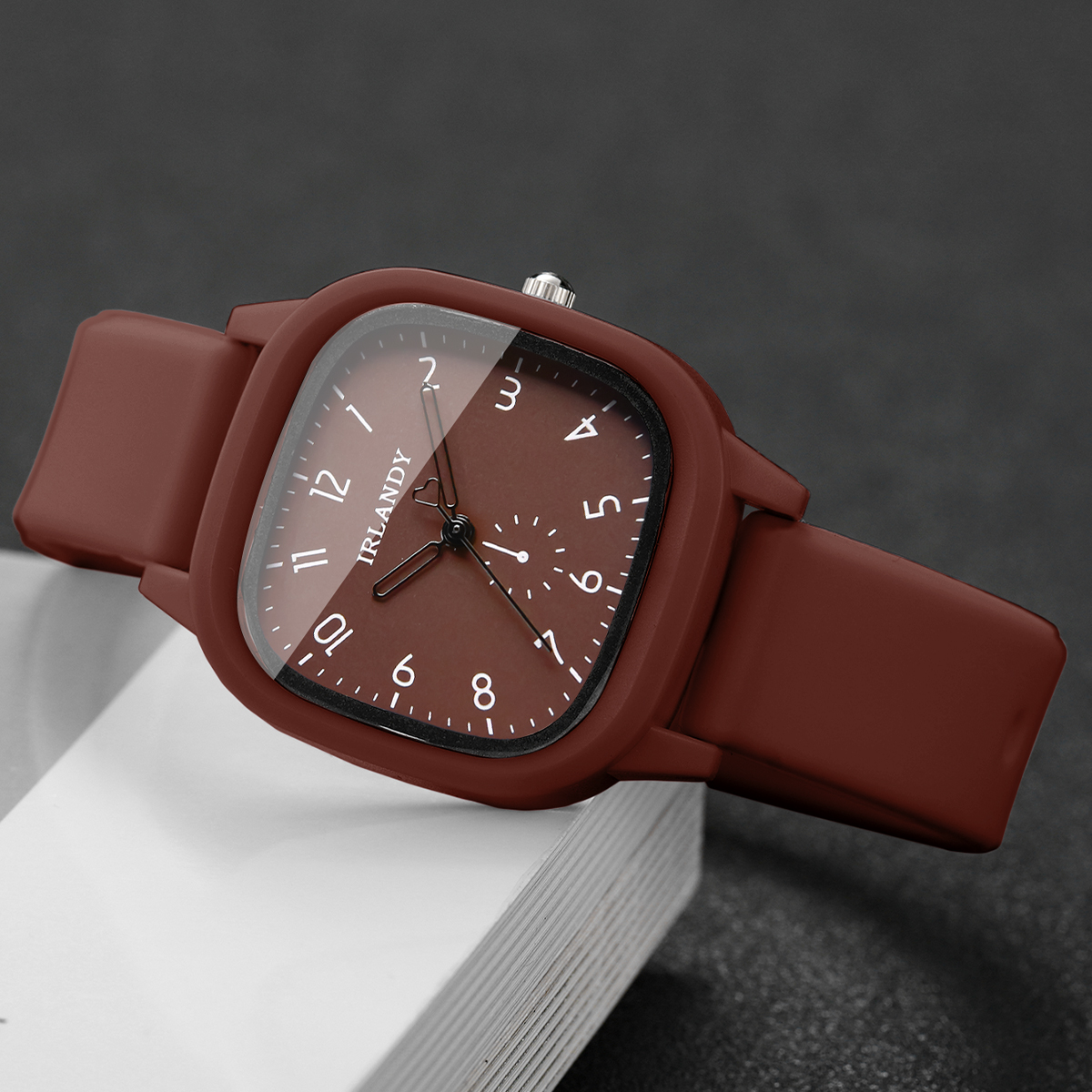 2PCS Fashion Square Arabic Dia - Silicone Band Women のレビューと価格