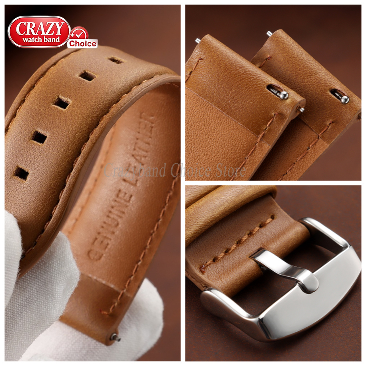 Oil Wax Cowhide Watch Band 18m - Leather Strap Quick Release のレビューと価格