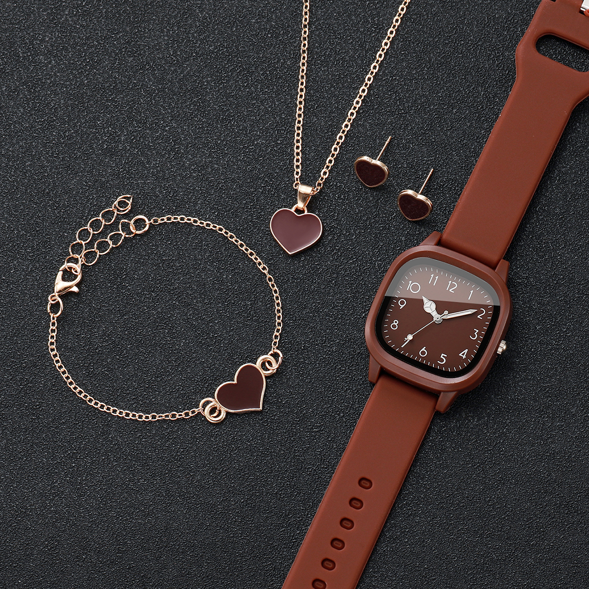 5PCS Fashion Women Watches Hea - Silicone Band Women のレビューと価格