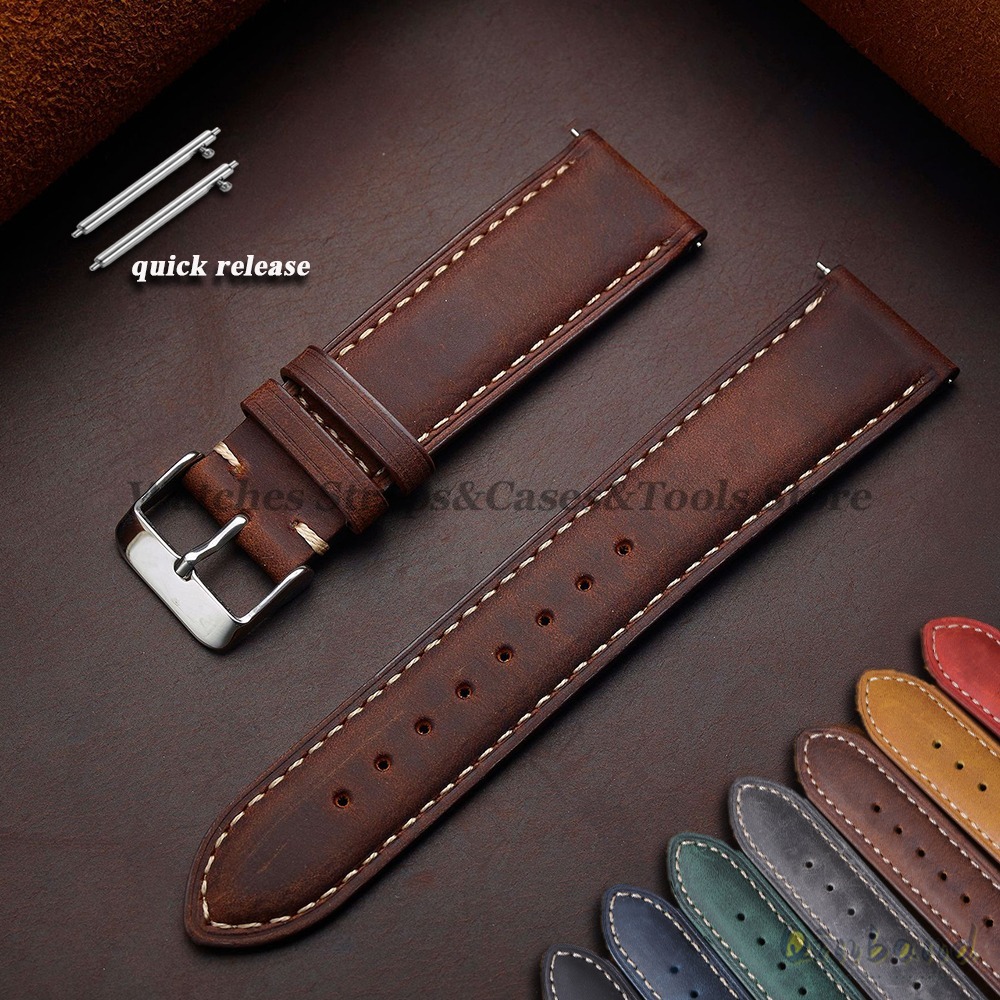 Vintage Cowhide Leather Watch  - Leather Strap Quick Release のレビューと価格