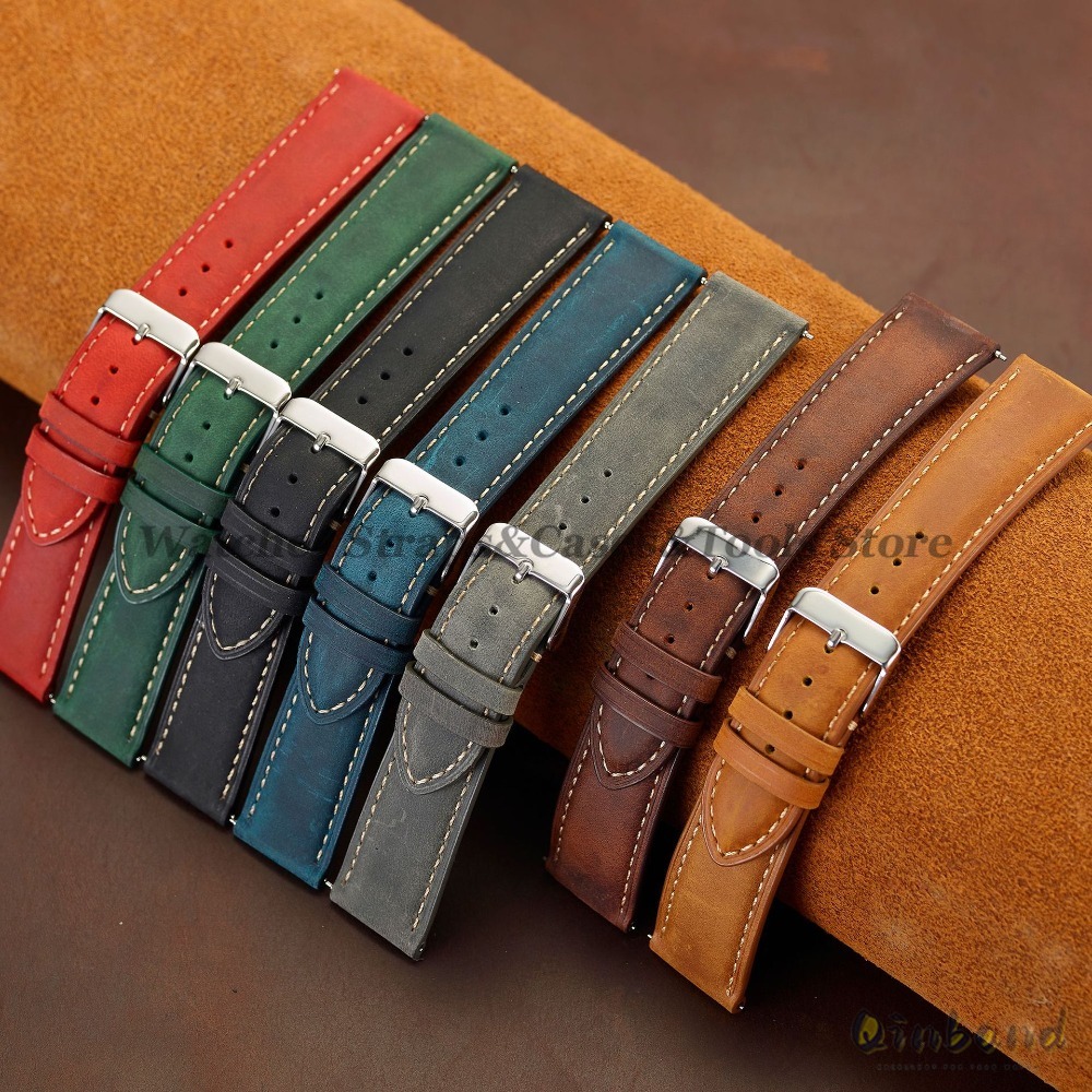 Vintage Cowhide Leather Watch  - Leather Strap Quick Release のレビューと価格