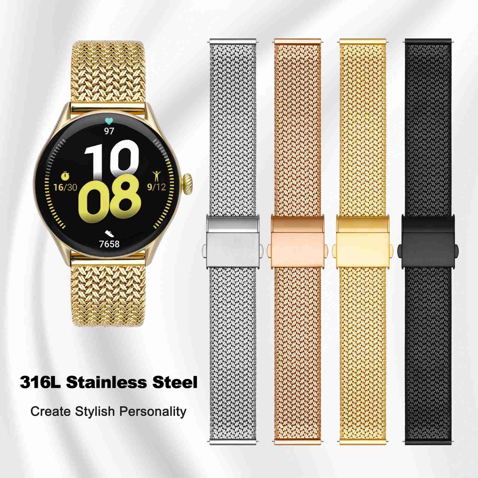 WOCCI Metal Watch Bands 316L S - Mesh Strap Metal のレビューと価格